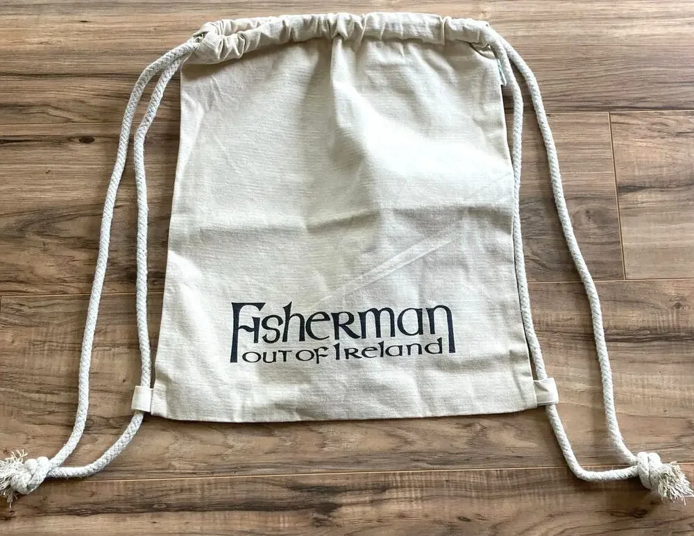 Fisherman Out of Ireland Canvas Backpack Tote Cream Organic Cotton Rope Straps